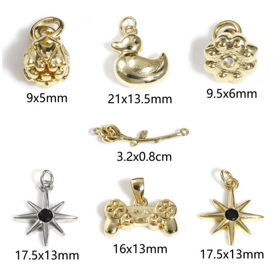 Picture of Brass Charms 18K Real Gold Plated Flower Leaves Sun