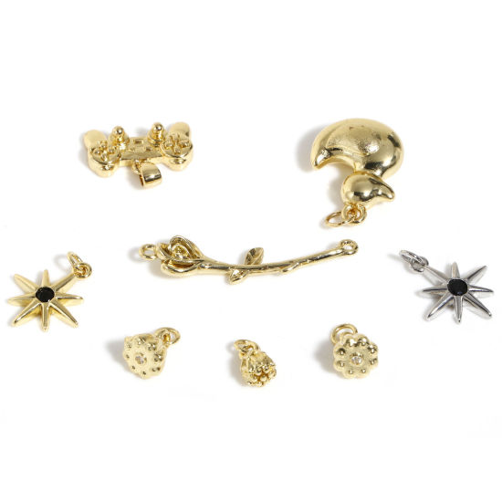 Picture of Brass Charms 18K Real Gold Plated Flower Leaves Sun