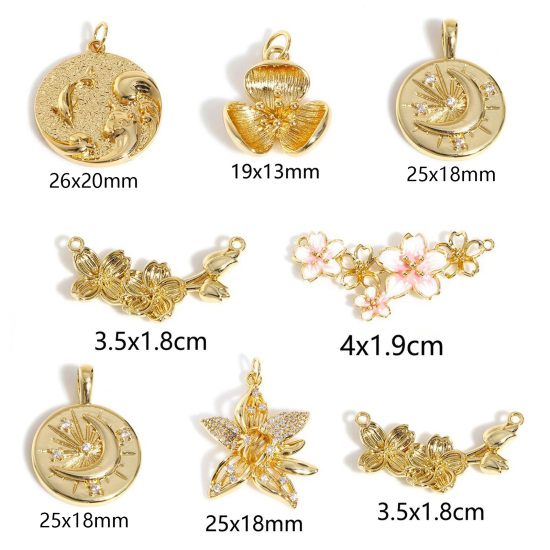 Picture of Brass Charms Real Gold Plated Flower