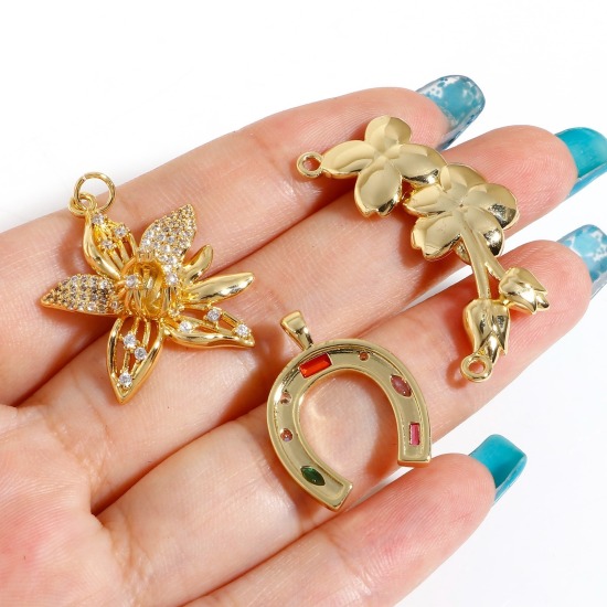 Picture of Brass Charms Real Gold Plated Flower