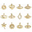 Picture of Brass Charms 18K Real Gold Plated Eye Heart Acrylic Imitation Pearl Clear Cubic Zirconia