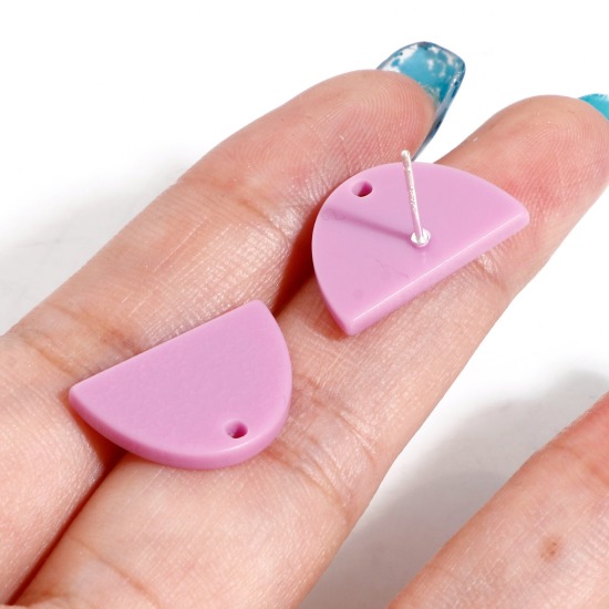 Bild von Acryl Ohrstecker-Ohrstecker mit Schlaufenverbinder-Zubehör Zubehör Halbe Ellipse Bunt Matt 19mm x 13mm, Drahtstärke: (21 gauge), 20 Stück
