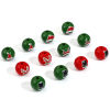 Picture of Natural Wood Spacer Beads For DIY Jewelry Making Round Multicolor Christmas Hats About 16mm Dia.