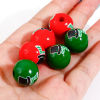 Picture of Natural Wood Spacer Beads For DIY Jewelry Making Round Multicolor Christmas Hats About 16mm Dia.