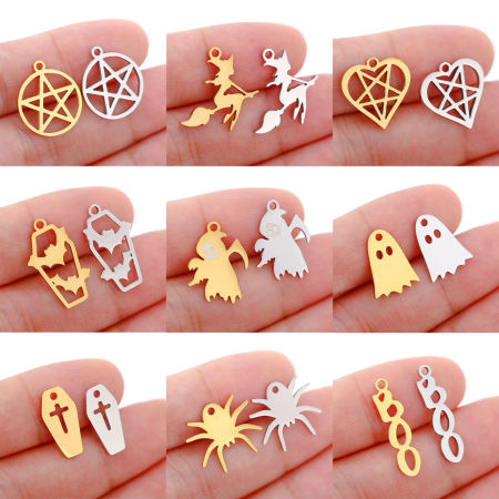 304 Acero Inoxidable Halloween Colgantes Charms 3 Unidades