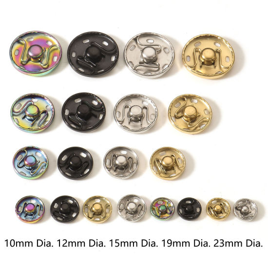 Picture of 5 Sets Vacuum Plating 304 Stainless Steel Hidden Button Round