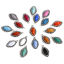Picture of Zinc Based Alloy Boho Chic Bohemia Charms Antique Silver Color Multicolor Marquise With Resin Cabochons Imitation Turquoise 23mm x 14mm