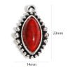 Picture of Zinc Based Alloy Boho Chic Bohemia Charms Antique Silver Color Multicolor Marquise With Resin Cabochons Imitation Turquoise 23mm x 14mm