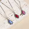 Picture of Zinc Based Alloy Boho Chic Bohemia Charms Antique Silver Color Multicolor Marquise With Resin Cabochons Imitation Turquoise 23mm x 14mm