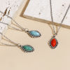Picture of Zinc Based Alloy Boho Chic Bohemia Charms Antique Silver Color Multicolor Marquise With Resin Cabochons Imitation Turquoise 23mm x 14mm