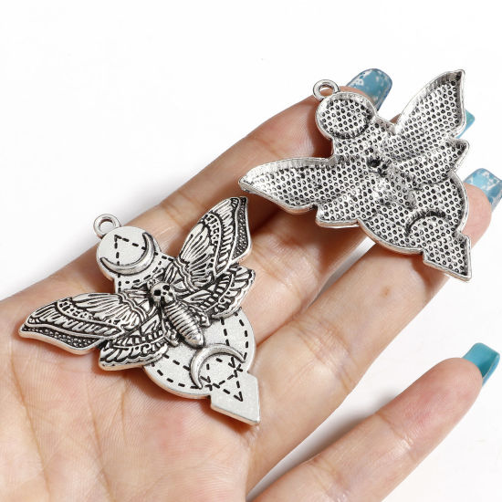 Picture of Zinc Based Alloy Halloween Pendants Multicolor Moth Skull 4.9cm x 4.8cm
