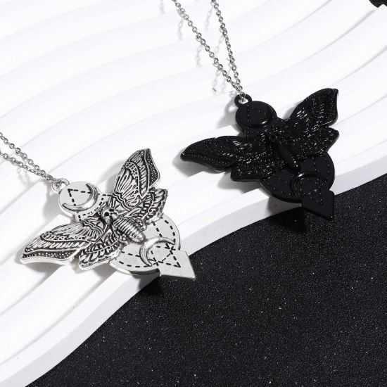 Picture of Zinc Based Alloy Halloween Pendants Multicolor Moth Skull 4.9cm x 4.8cm