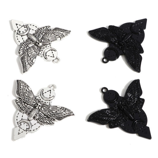Picture of Zinc Based Alloy Halloween Pendants Multicolor Moth Skull 4.9cm x 4.8cm