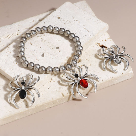Picture of Zinc Based Alloy Halloween Charms Antique Silver Color Halloween Spider Animal 3.1cm x 2.8cm