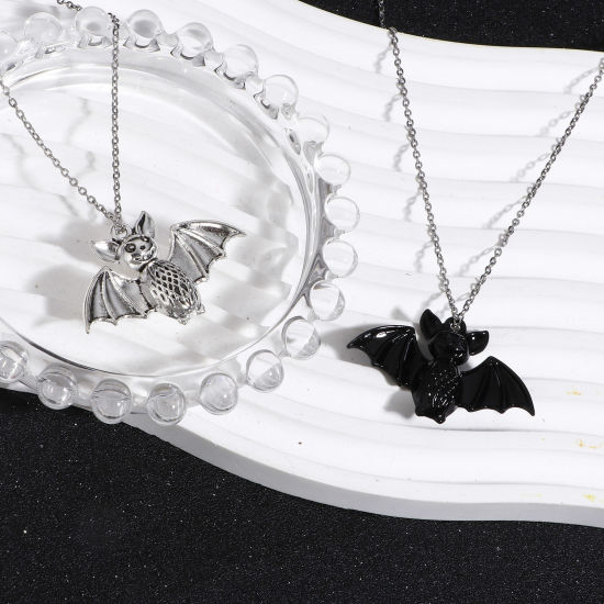 Bild von Zinklegierung Halloween Anhänger Bunt Halloween Fledermaus 4cm x 2.6cm, 10 Stück