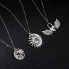 Picture of Zinc Based Alloy Pendants Antique Silver Color Wing Sun And Moon Face