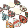 Imagen de Madera Navidad Colgantes Multicolor Gota 5.4cm x 3.7cm, 10 Unidades