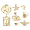Picture of Brass Charms 18K Real Gold Plated 3D Clear Cubic Zirconia