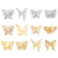 Imagen de Latón Insecto Colgantes Charms Mariposa Oro Real Chapado Claro Circón Artificial 14mm x 13mm, 2 Unidades