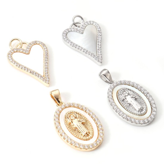 Picture of Brass Charms Micro Pave Clear Cubic Zirconia