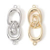 Imagen de Latón Conectores Dijes Colgantes Nudo de cuerda Oro Real Chapado Hueco 3.5cm x 1.2cm, 2 Unidades