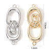 Imagen de Latón Conectores Dijes Colgantes Nudo de cuerda Oro Real Chapado Hueco 3.5cm x 1.2cm, 2 Unidades