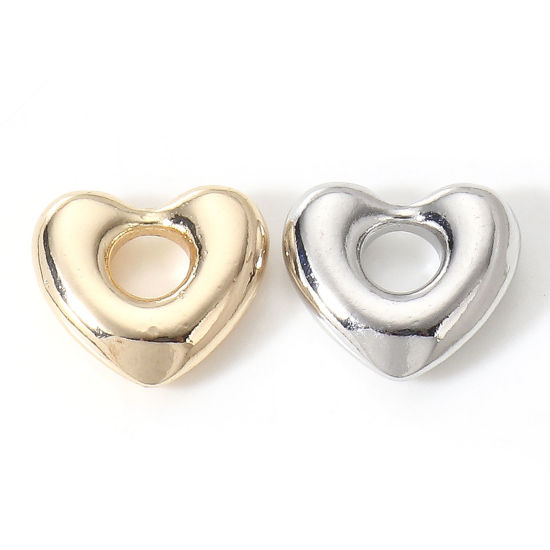 Immagine di Ottone San Valentino Charms Cuore Vero Oro Placcato 13.5mm x 12mm, 2 Pz