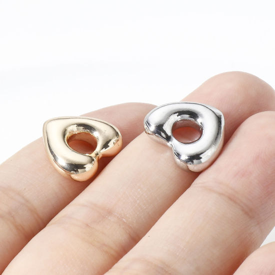 Immagine di Ottone San Valentino Charms Cuore Vero Oro Placcato 13.5mm x 12mm, 2 Pz
