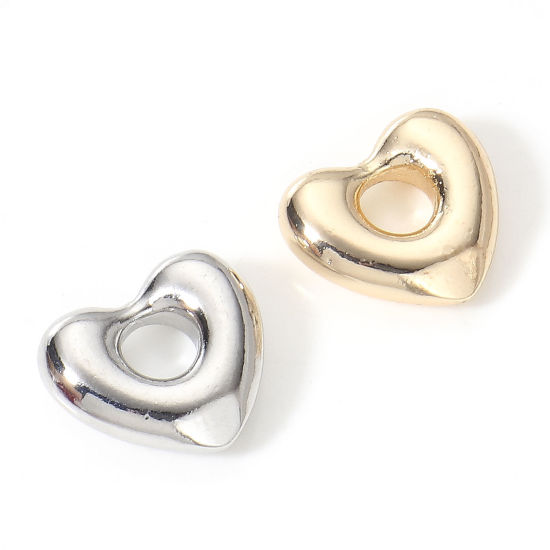 Immagine di Ottone San Valentino Charms Cuore Vero Oro Placcato 13.5mm x 12mm, 2 Pz