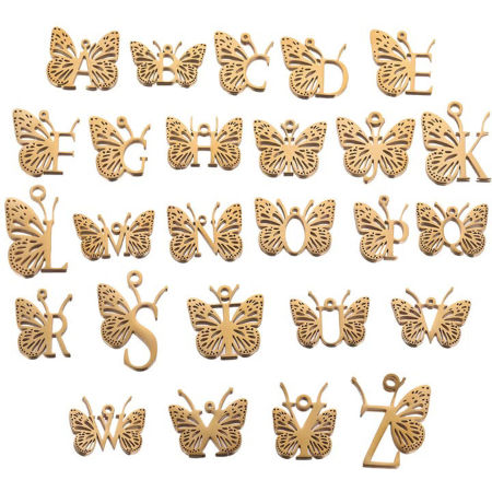 304 Acero Inoxidable Colgantes Charms Mariposa 2 Unidades