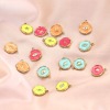 Imagen de 304 Acero Inoxidable Colgantes Charms Ronda Chapado en Oro Esmalte 13mm x 16mm, 2 Unidades