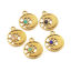 Image de Breloques en 304 Acier Inoxydable & Gemme Plaqué Or 18K Soleil & Lune 2 Pcs