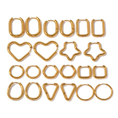 Eco-friendly Vacuum Plating Exquisite Simple 18K Real Gold Plated 304 Stainless Steel Heart Oval Hoop Earrings For Women Party