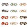 Image de Connecteurs Pendentifs Breloques Religieux en Alliage de Zinc Doré Multicolore Symbole"Infini" Œil Mauvais Émail 3.3cm x 1.3cm, 5 Pcs