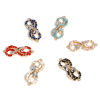 Image de Connecteurs Pendentifs Breloques Religieux en Alliage de Zinc Doré Multicolore Symbole"Infini" Œil Mauvais Émail 3.3cm x 1.3cm, 5 Pcs