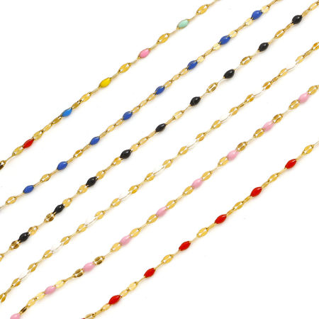 Picture of Wholesale Enamel Lips Chain Necklace, Gold Plated 304 Stainless Steel, Unisex Stylish Minimalist Gift Jewelry For Retailer