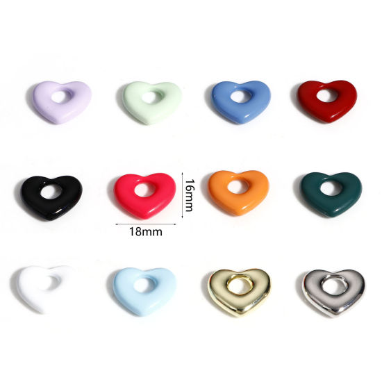 Picture of Zinc Based Alloy Valentine's Day Charms Multicolor Heart Painted 18mm x 16mm