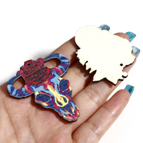 Immagine di Legno Halloween Ciondoli Multicolore Scheletro Halloween Pipistrello 10 Pz