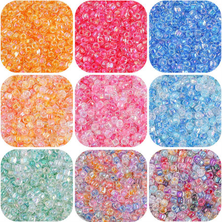 Vidrio Cuentas para la Fabricación de Joyas con Dijes de Bricolaje Multicolor 4mm, Agujero: Aprox 2mm, 10 Gramos (Aprox 14 PCs/Gramo)