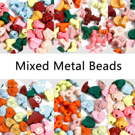 Zinc Based Alloy Spacer Beads For DIY Jewelry Making At Random Mixed Color Heart Smile Enamel