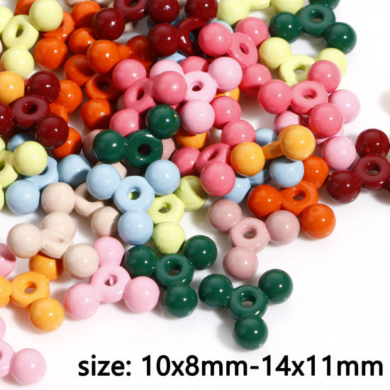 Immagine di Lega di Zinco Perline per la Creazione di Gioielli con Ciondoli Fai-da-te A Colori Misti Casuali Cuore Sorriso Smalto Foro:Circa 1.2mm, 10 Pz