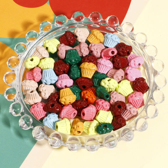 Immagine di Lega di Zinco Perline per la Creazione di Gioielli con Ciondoli Fai-da-te A Colori Misti Casuali Cuore Sorriso Smalto Foro:Circa 1.2mm, 10 Pz