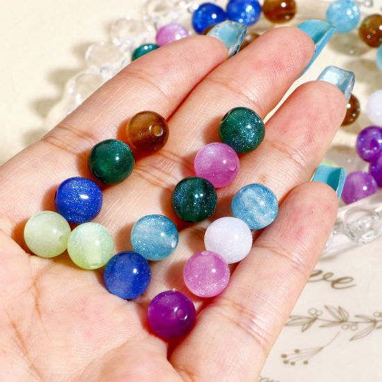Image de Perles pour DIY Fabrication de Bijoux de Charme en Acrylique Multicolore Rond Brillant Paillettes Env. 8mm Dia, Trou: env. 1.5mm, 100 Pcs