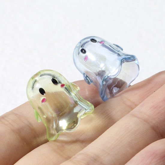 Bild von Acryl Perlen für die DIY-Schmuckherstellung Bunt Halloween Elfe Transparent ca. 17mm x 15mm, Loch:ca. 1.8mm, 5 Stück