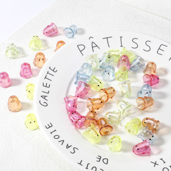 Bild von Acryl Perlen für die DIY-Schmuckherstellung Bunt Halloween Elfe Transparent ca. 17mm x 15mm, Loch:ca. 1.8mm, 5 Stück