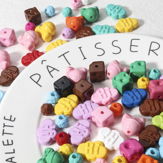 Bild von Acryl Perlen für die DIY-Schmuckherstellung Zufällig gemischte Farben Weihnachten Wolke Spritzlackierung 10 Stück