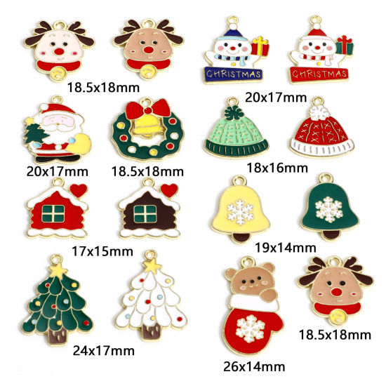 Picture of Zinc Based Alloy Christmas Charms KC Gold Plated Multicolor Enamel