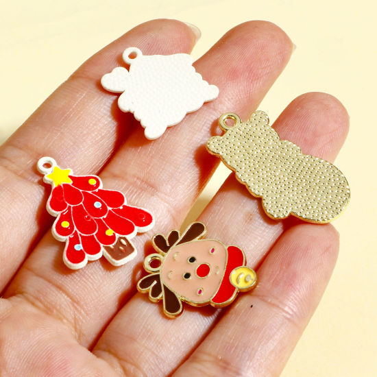 Picture of Zinc Based Alloy Christmas Charms KC Gold Plated Multicolor Enamel