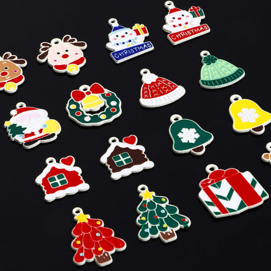 Picture of Zinc Based Alloy Christmas Charms KC Gold Plated Multicolor Enamel