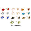 Image de Boucles d'Oreilles Puces en Laiton+Verre Doré Multicolore Goutte d'Eau avec Boucle 14mm x 8mm, Epaisseur de Fil: (20 gauge), 2 Pcs